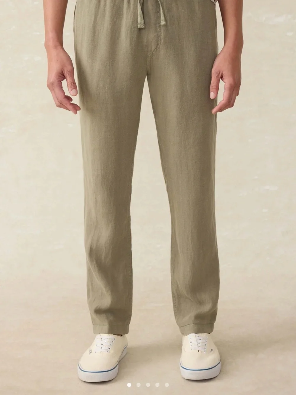 Men Faherty Essential Linen Pant Canyon Olive SMALL NWT
